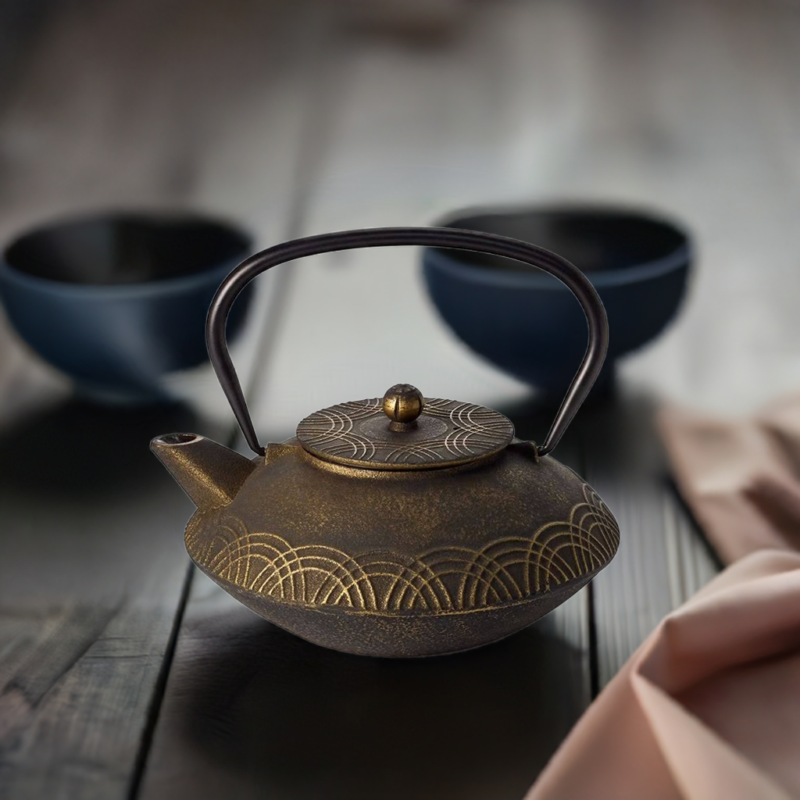 Tetsubin Gusseisen Kanne Schwarz Gold 0,85l