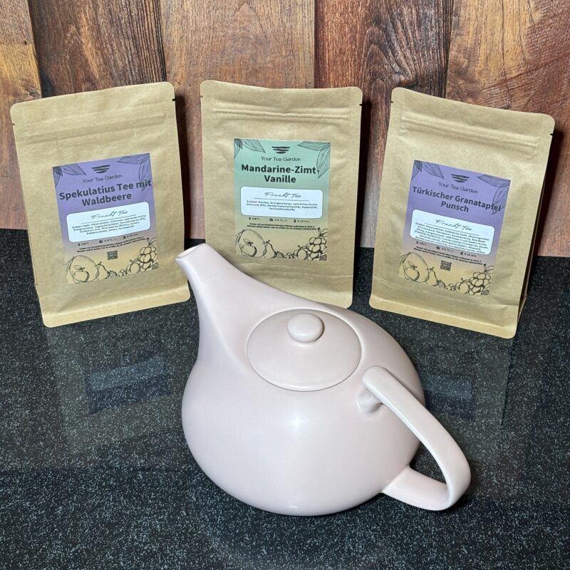Tee Geschenkset pinke kanne und weihnachtstees